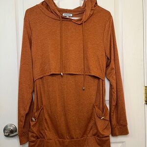 GINKANA Womens Nursing Hoodie Top Sweatshirt Long Sleeve Button Decoration Pocke